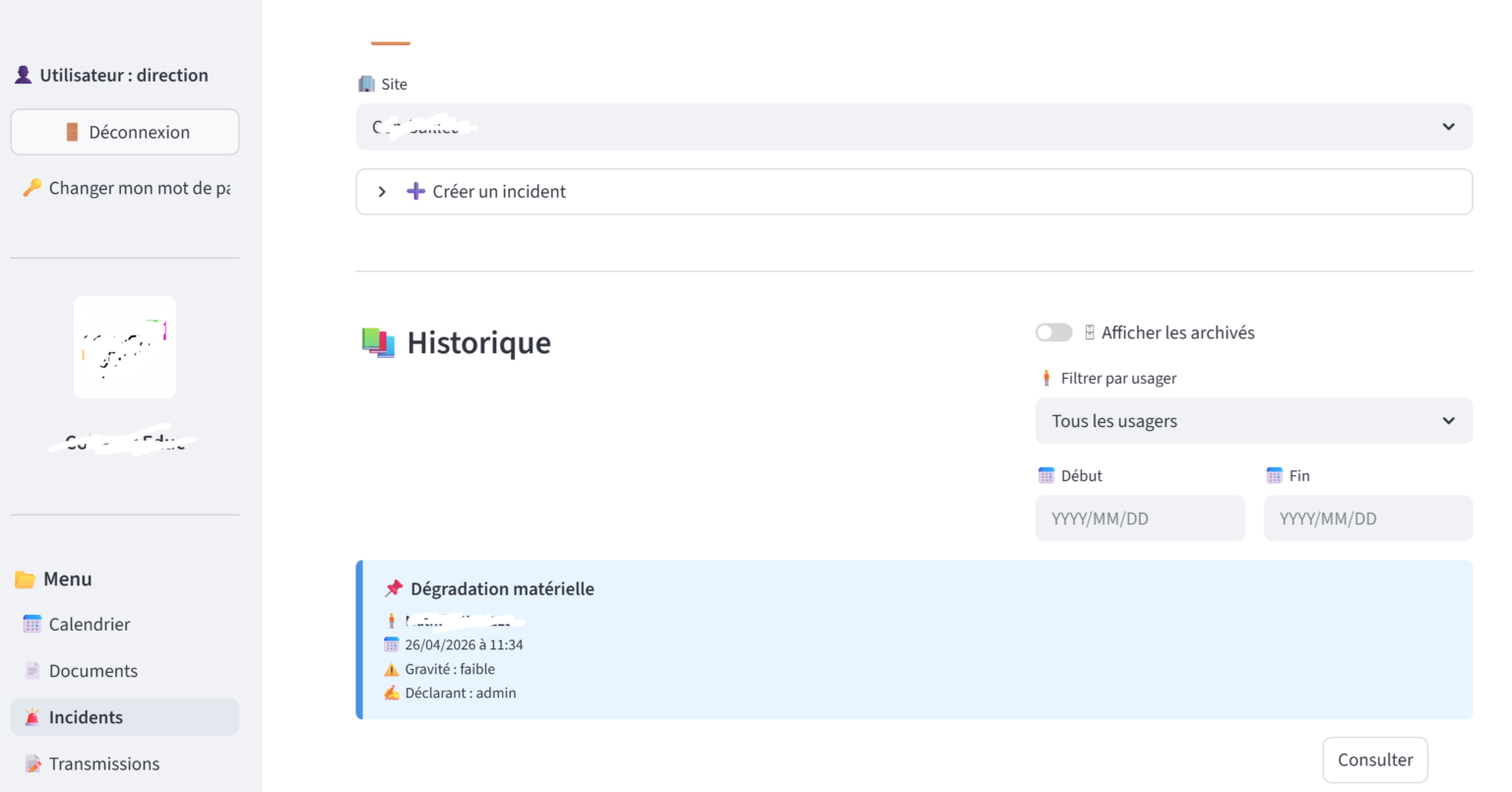 Historique des incidents dans Fonera